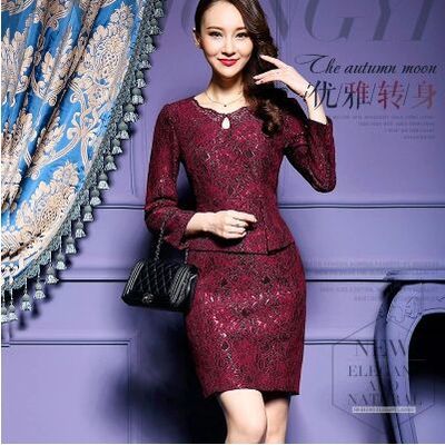 妈妈秋装蕾丝套装女秋两件套连衣裙2018秋季新款女韩版秋季装气质（女装）