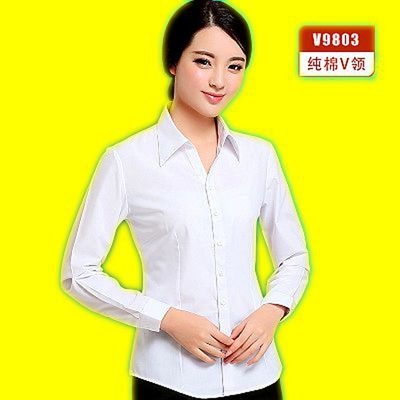 高档百分百纯棉修身务长袖女衬衫衬衣（女装）
