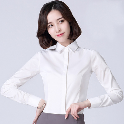 【防走光】长短袖商务免烫竹纤维时尚衬衫暗扣暗门襟衫(女装）