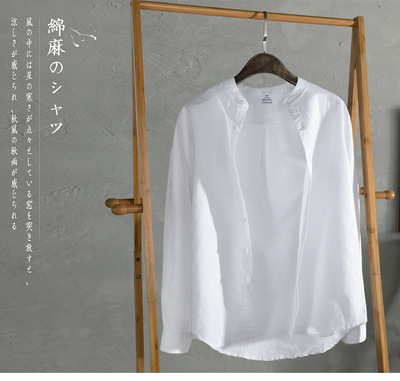 男士棉麻衬衫 夏秋外衣休闲衬衣（男装）