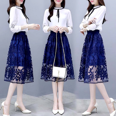 早秋新款女装 秋装女2018新款套装时尚 两件套女秋长袖时毛女裙装(女装）